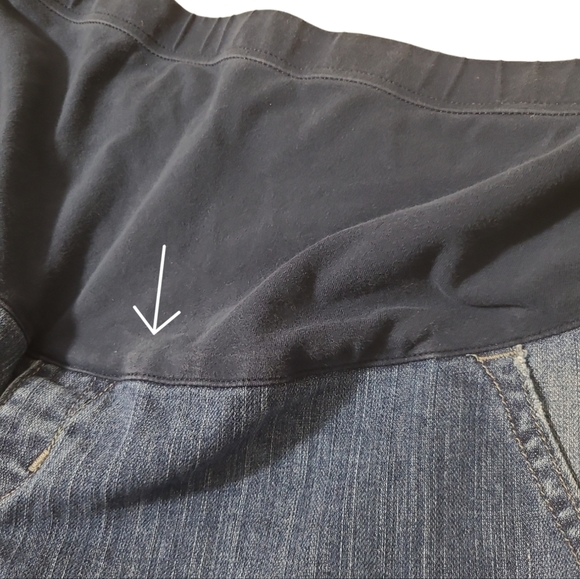 OLD NAVY MATERNITY SHORTS WOMENS 10 BLUE DENIM RAW HEM BELLY WAISTBAND - Picture 2 of 11